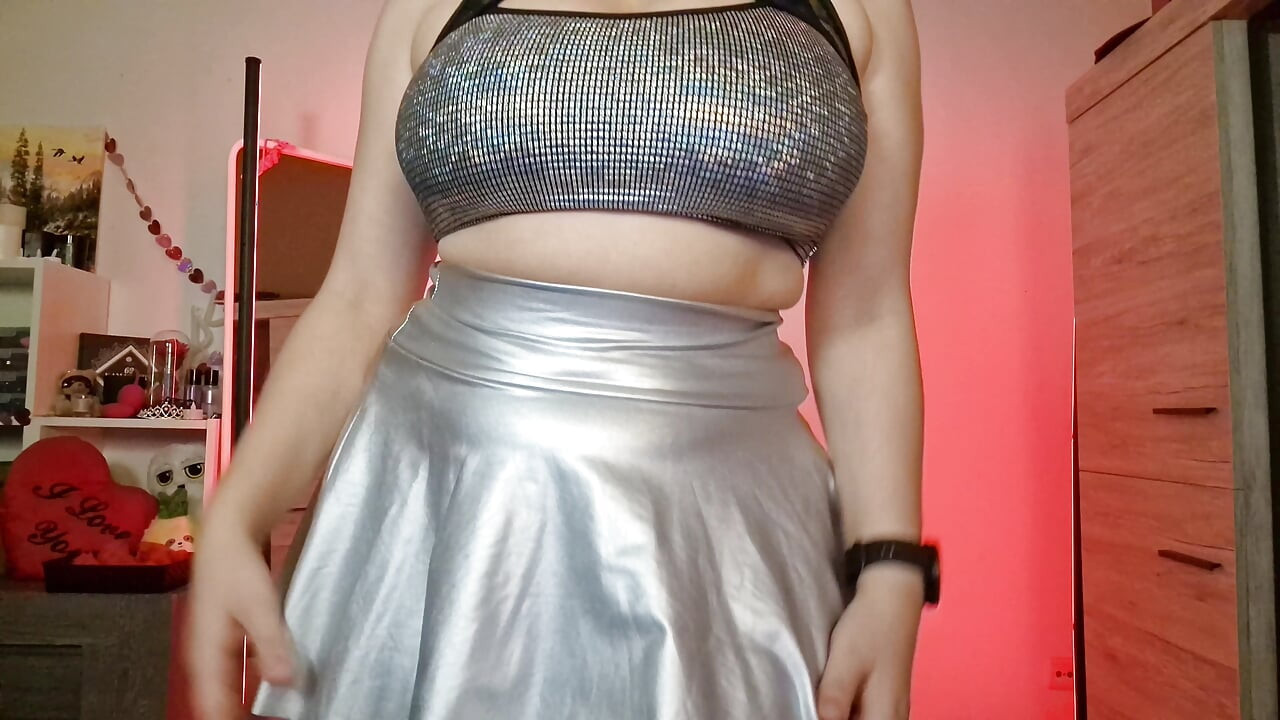 Mini Falda Con Curvas - Plata Brillante, Lata Brillante, Azul Transparente Y Suave Tutu
