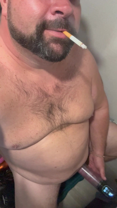 Fat Daddy Smoking and Stroking