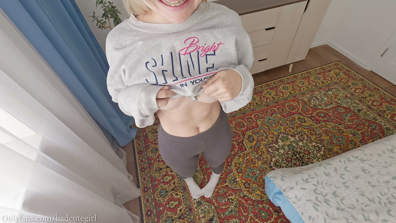 My shy stepsister makes awkward hints about sex, but turns into a slut the moment she sees my cock
