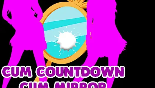 Sperma-countdown, sperma-mirror mit 2 bekleideten mädchen