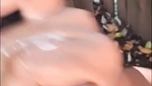 ANAL QUEEN JACKS OFF JAMAL DICK AND CUMS ON HER TITTIES
