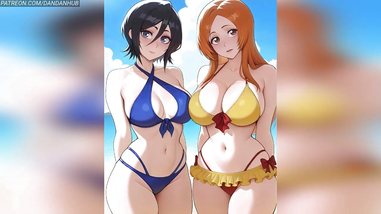 Rukia and Orihime Ass to Ass Twerk and Breast Bounce - Bleach