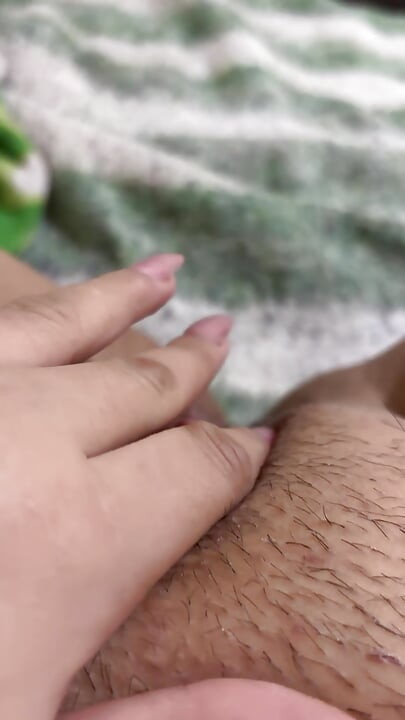 Sexy blonde mom masturbates her big hairy pussy