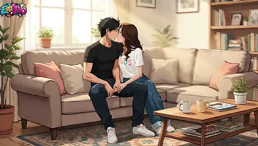 Ich habe die stiefschwester meiner freundin (19) gefickt, während sie hentai-anime beobachtete