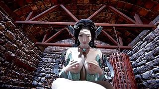 3D 4k tetona esposa asiática con vestido sexy tiene su coño mojado follado tan duro