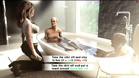 AWAM #15 - Sophia had to bath the old guys...Nathalie and Sophia had a sexy moment