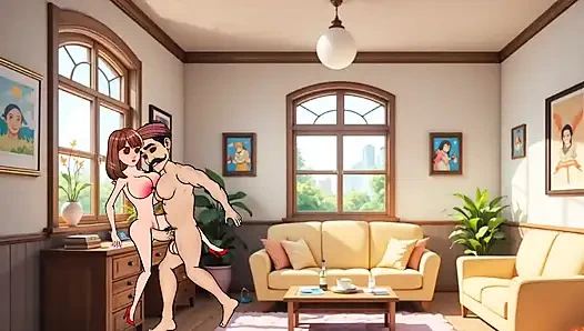 24 Year Old Girl Gets Hard Fucked by 36 Year Old Man in Living Room - Cartoon Animation