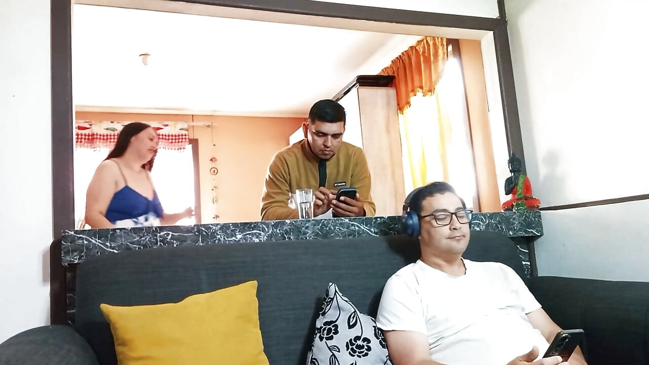 Cuckold. He doesn’t even realize that I’m fucking his wife - my own stepmother - right there in the kitchen.