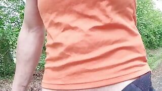 Pure provocation. I show strangers my bulge in my pants and publicly jerk off my big cock to the huge cumshot