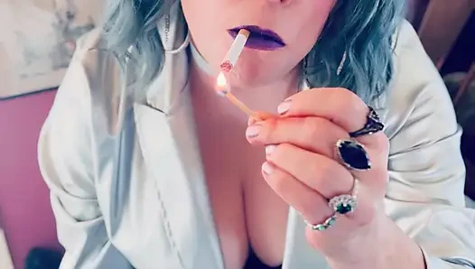Tina Snua Lights Her Cigarettes With Long Matches - Dangles OMI OME Snap Inhales