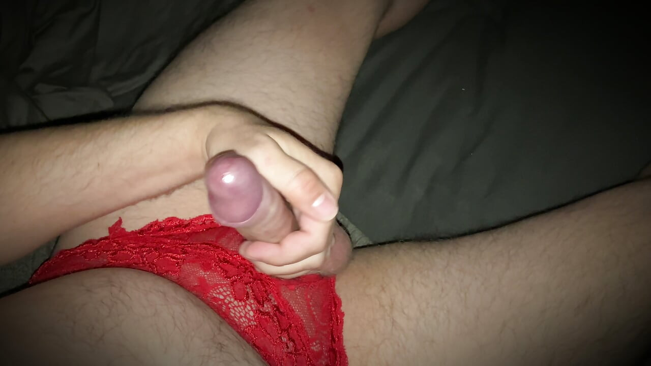 Intense Solo Session - Precum Drips, Cock Pulses, Slow-Mo Finish in crotchless panties