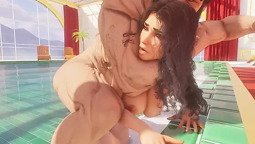 Lüks halka açık havuzda sikiş 3D Animasyon