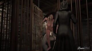 Futa Lady Dimitrescu insémine sa femme de ménage consentante Resident Evil Futanari le masque de joie