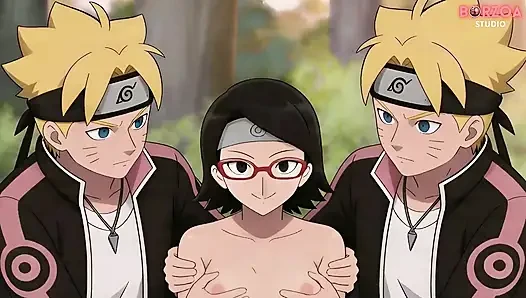 Naruto: Boruto Gangbangs and Creampies Sarada - Gone Wrong (uncensored Hentai)