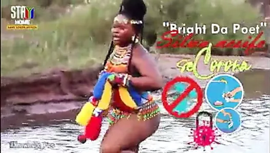 Topless South African girl with huge ass yelling by river