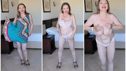 Granny shaking huge saggy tits. MariaOld boobys dance.