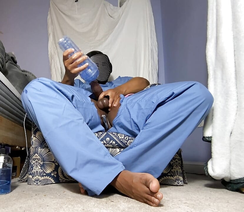 Nurse Jerking Out Moaning Cumshot In Scrubs With Fleshlight