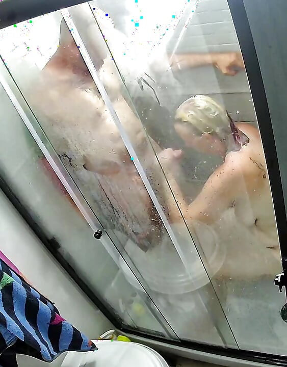 I love sucking his cock in the shower after a long hard day at work.