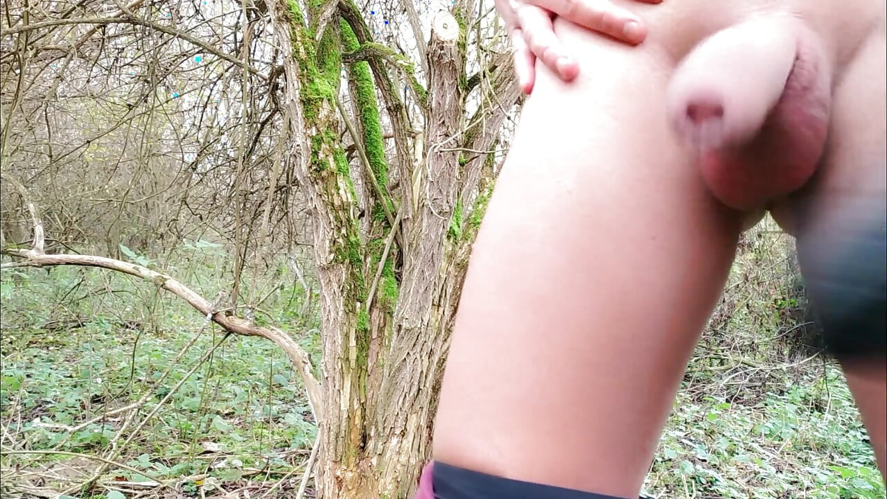 Hard Self Ballbusting with Shoes on the Farm - Lots of Moaning and Big Cumshot