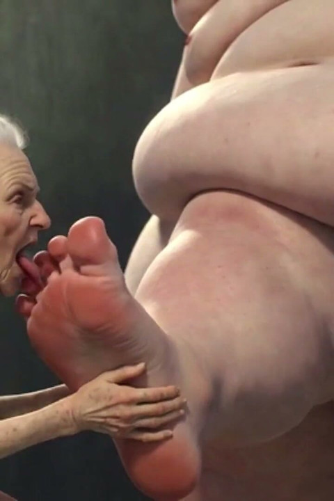 90 Year Old Granny Sucking Obese SSBBW Toes - Extremely Horny Foot Play