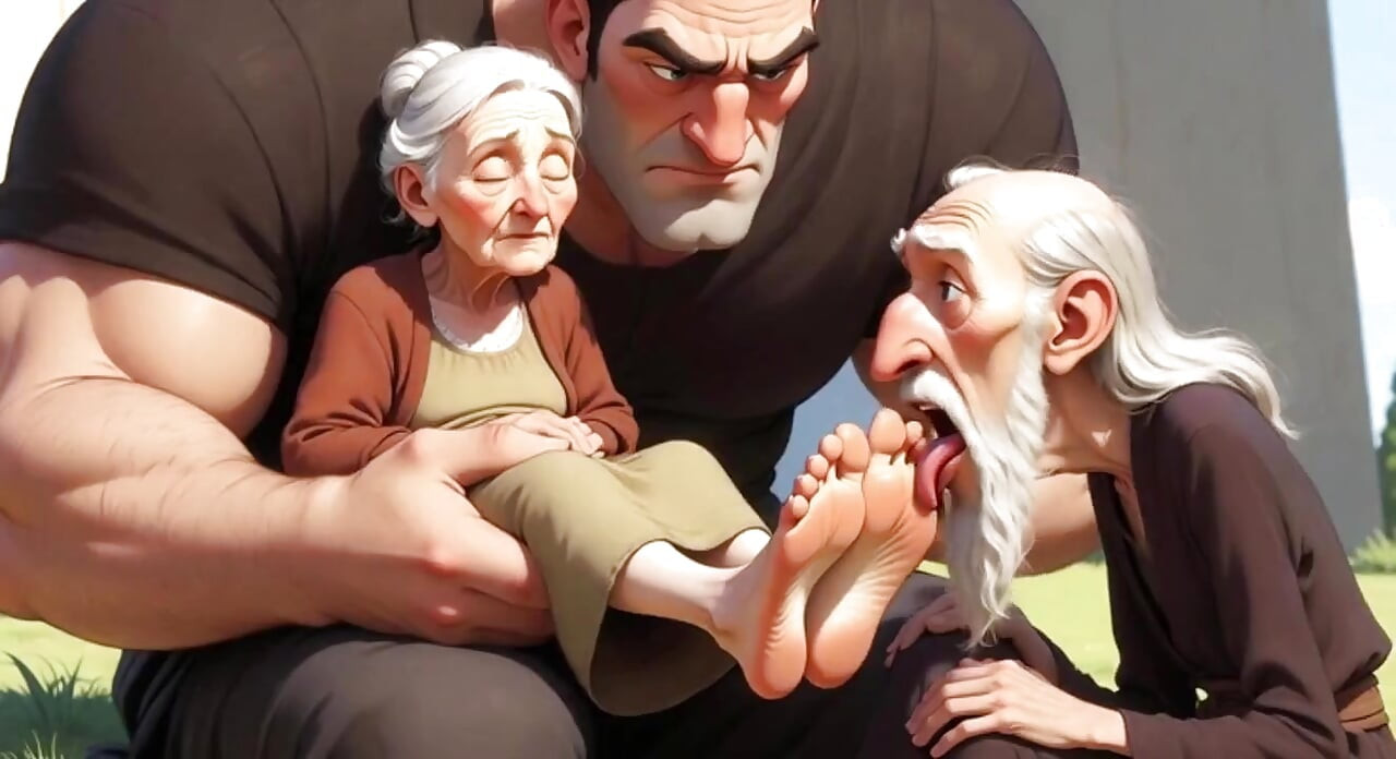 Cuckold-mand slikker konens fødder, mens hun sidder på sin elskers skød - Hotwife Foot Worship