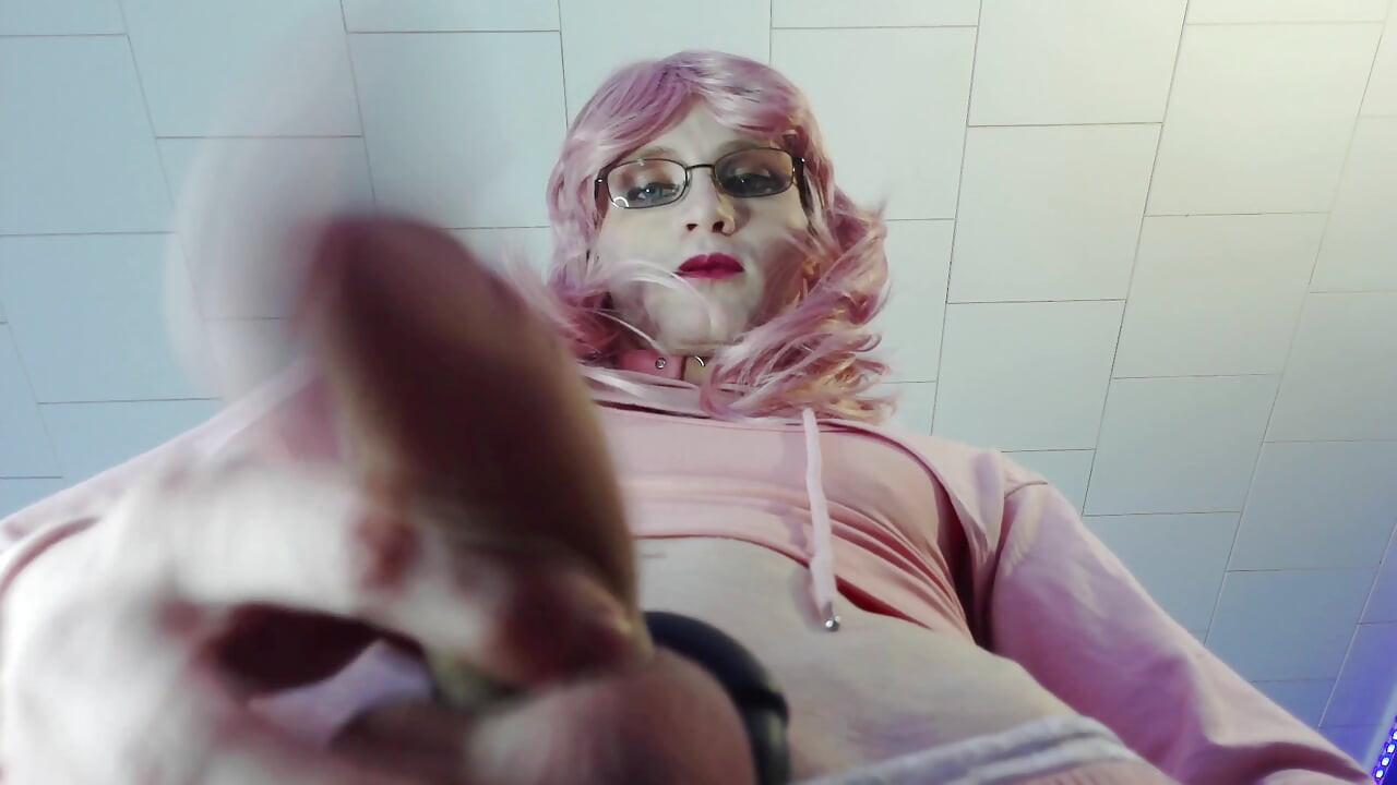 pink hair femboy gets up & feeds you cum - morning load on your face, smears and slaps with cock