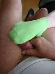 cum on green socks