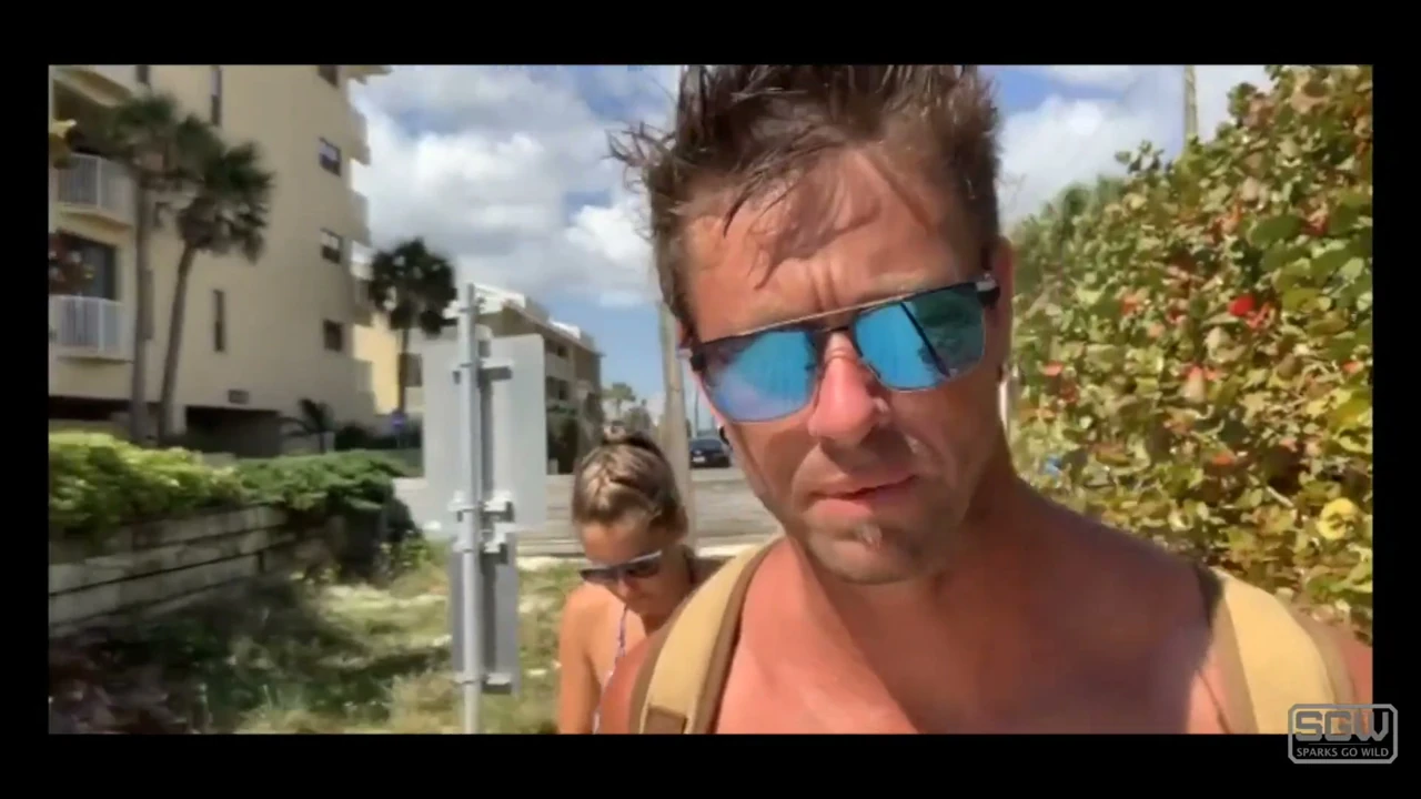 Sexy couple has sex on the beach while wearing thongs