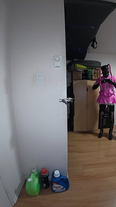 Sissy Maid Self Bondage Leather Mitts with Ankle Cuffs