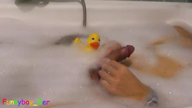 The duck and the cock - Bathtub play with soft (and a little bit hard) cock