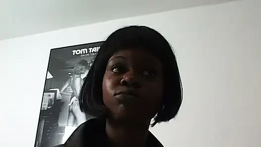 Hairy ebony teen sucks white cock