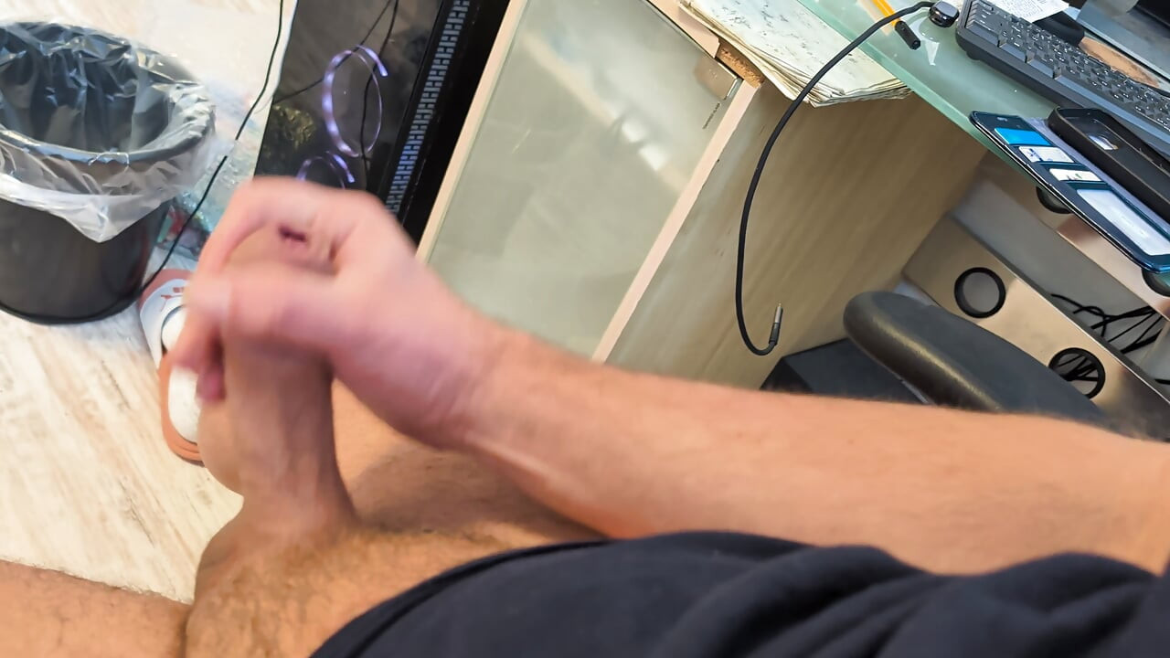 Striking my Hairy and Uncut Cock until it Shoots all over me