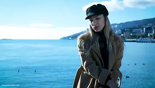 Outdoors Smoking with Beaty Russian Girl 1