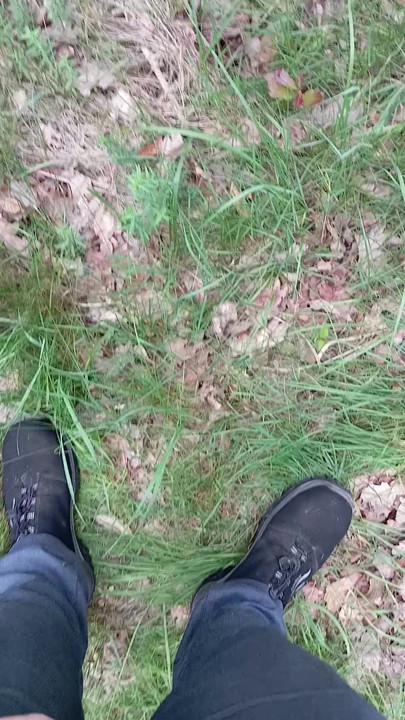 Pissing in the forest.
