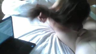 Sexy brunette haarbeurt, lang haar, haar