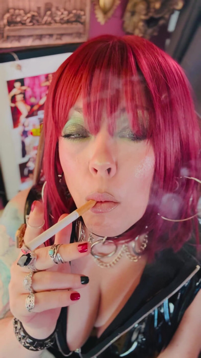 This PVC Hotwife Chain Smokes 2 Cork Cigarettes And Dirty Smoke Slave Talk - OMI OME Drifting Snap Inhales | Clip 1
