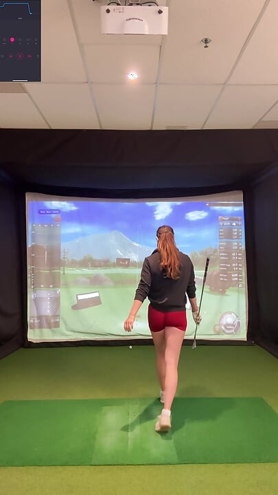 Trying to Golf in a Simulator with My Lush in! Trying Not to Cum While I Swing!
