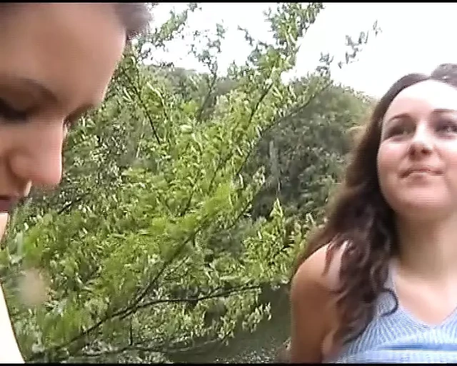 Amateur German babes sucking one dick outdoors