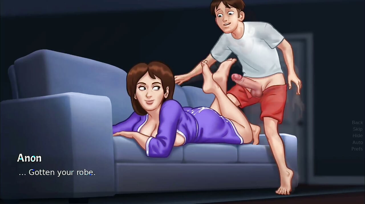 Big Ass Landlady Gives Blowjob and Footjob, He Cums on Her Ass - summertime saga gameplay part 2