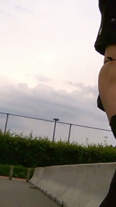 CD emo outdoor walking at railway station. slut outfit | Clip 1