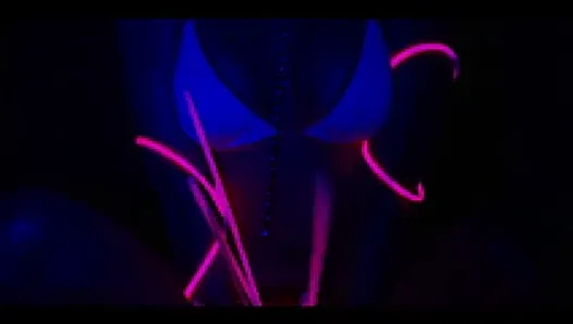 Hot Blonde dances and inserts glow sticks in ass and pussy