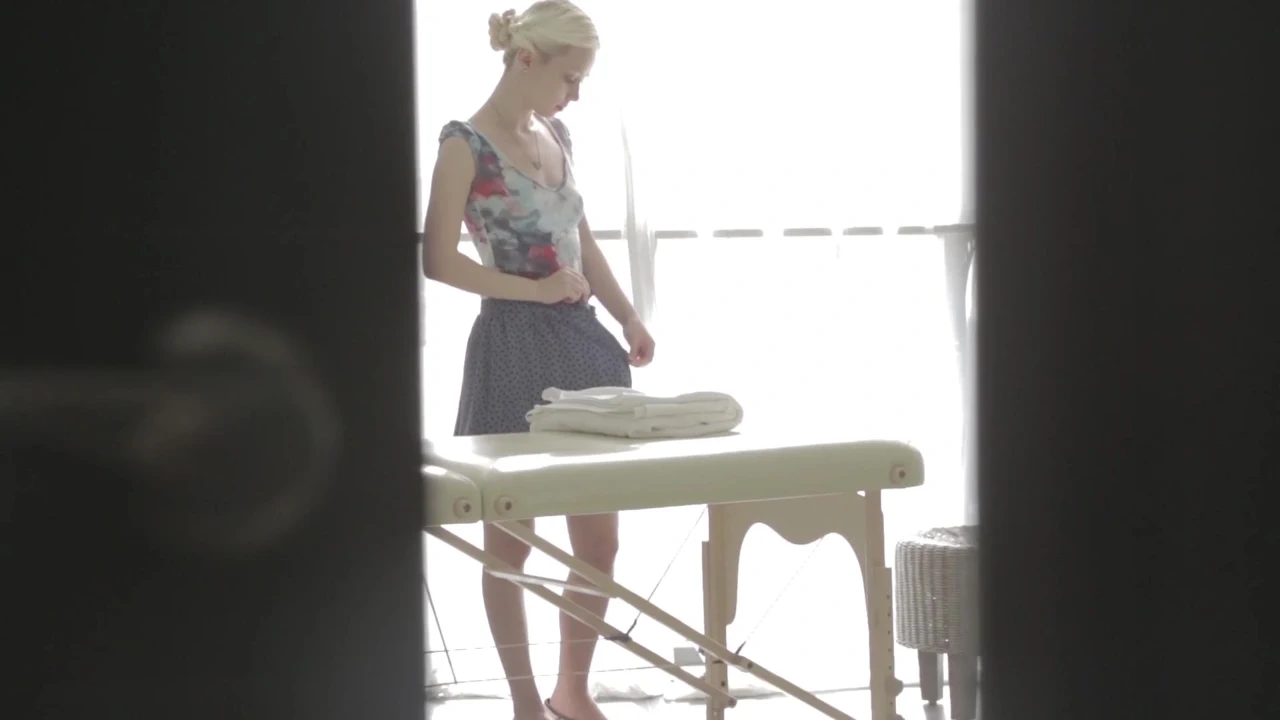 Skinny Blonde Girl Gets Fucked on Massage Table and Sucks Cock