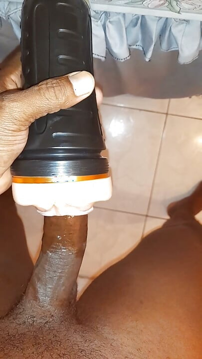 Black cock jerking off with flesh light pt4