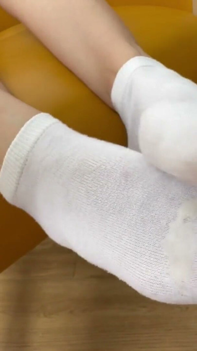 The girl went to collage in spite of her 💦 cummy white socks | Clip 2