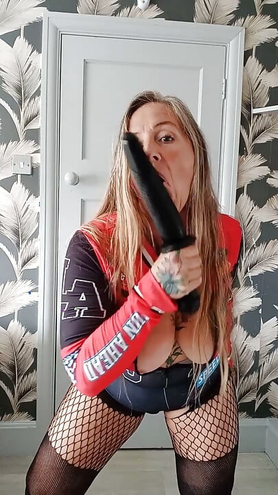 Red Moto Gp Top and Stockings with Fisting Toy