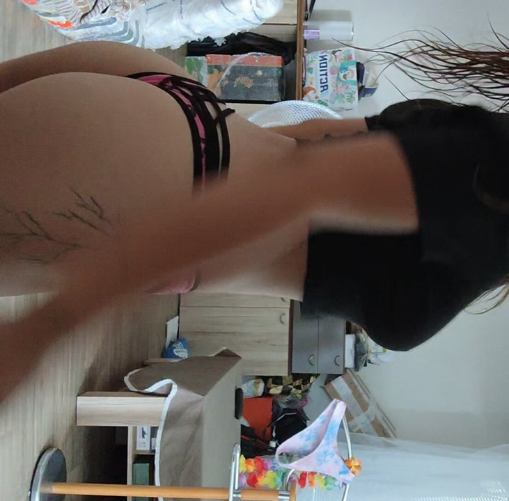 Eighteen-year-old shows off in front of the camera