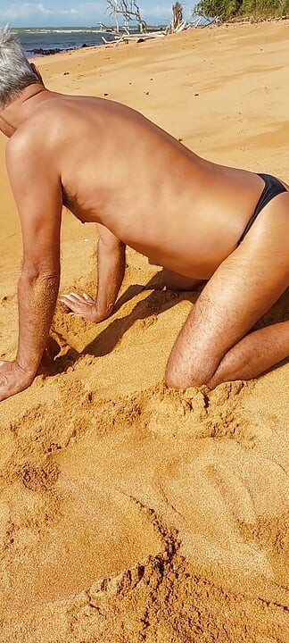 Ladysilva on the beach in panties showing off her hot ass