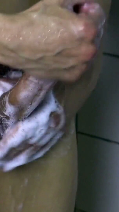 great cock massage in the shower and powerful of white cum | Clip 1