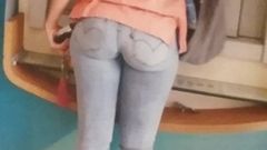 cumtribute on sexy round ass in jeans