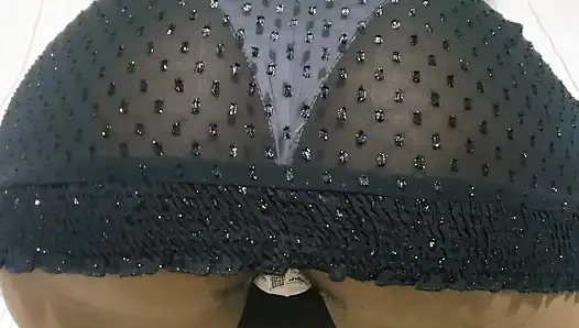 Hot Brunette petite babe in a Hot Dress with Panties to show her tight pussy